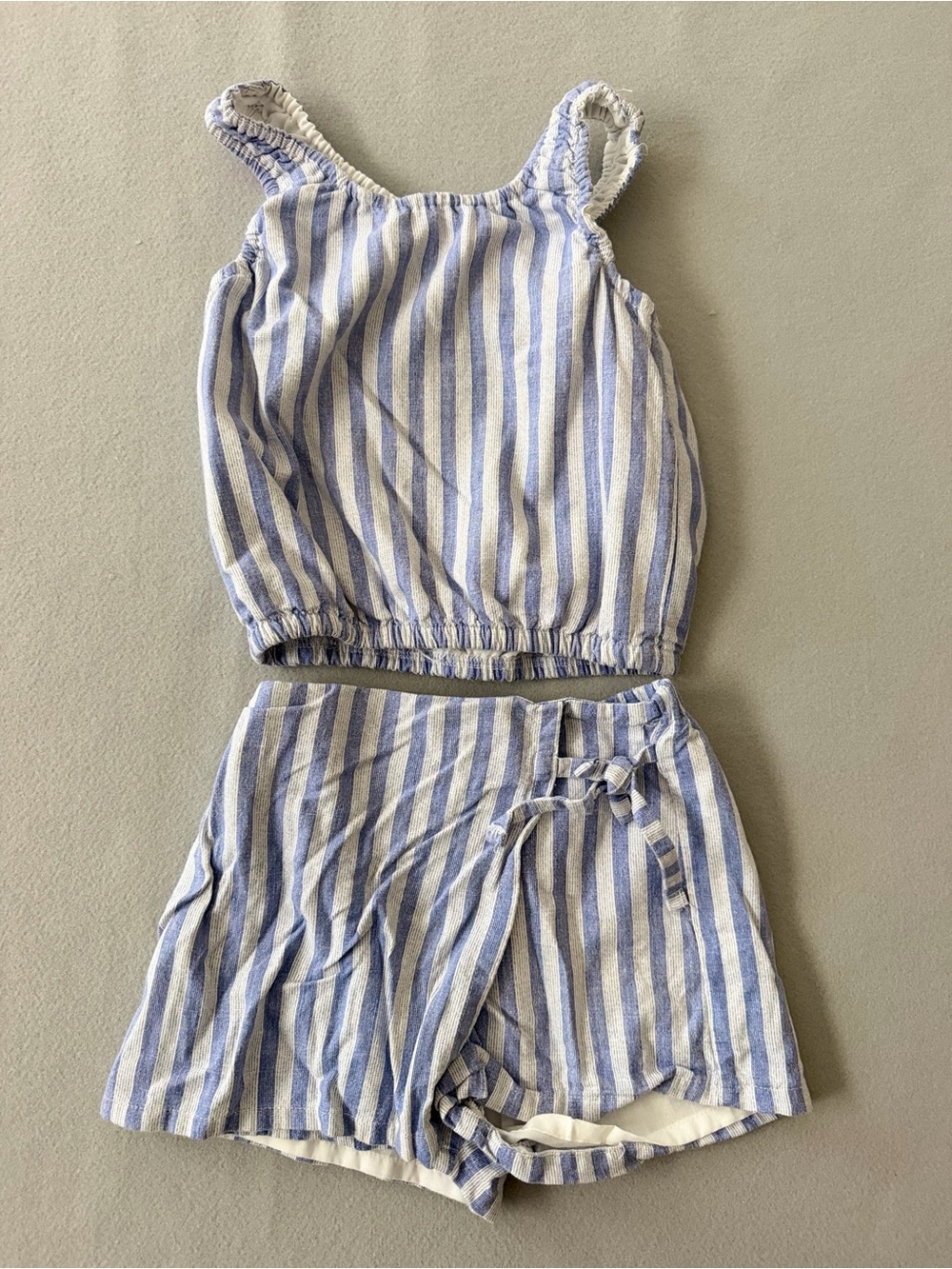 Girls' Blue and White Striped Two-Piece Matching Set